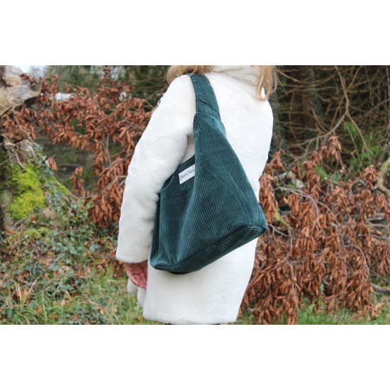 Beach tote dark teal corduroy