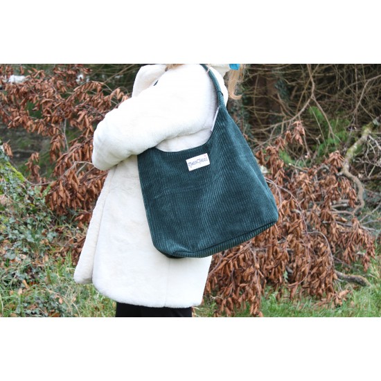 Beach tote dark teal corduroy