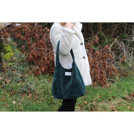 Beach tote dark teal corduroy