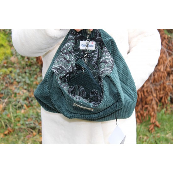 Beach tote dark teal corduroy