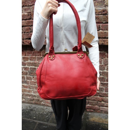 Perpetua Red Leather Clip Bag