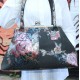 Doris Japanese Floral Print Clip Bag Leather