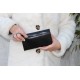 Large Clip Wallet Black and Silver Interior