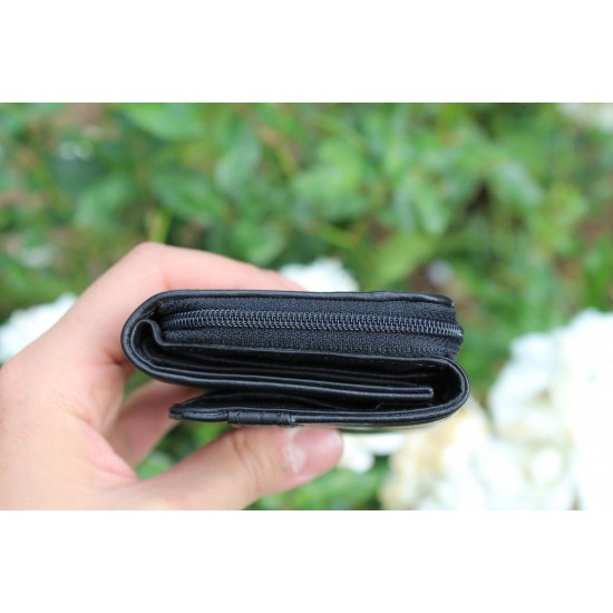 Small Ring Wallet in Black Leather