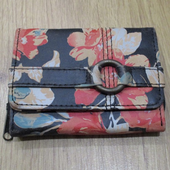 Small Ring Wallet in Spanish Floral Print Leather