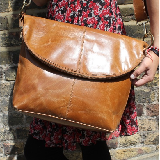 Dublin Large Zip Bag Tan Smooth Leather