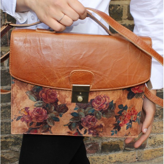 American Floral print Leather Funky Bag | Leather Bags