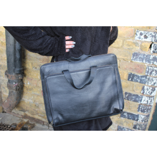 Tony Leather Laptop Bag Black for 18 inch 